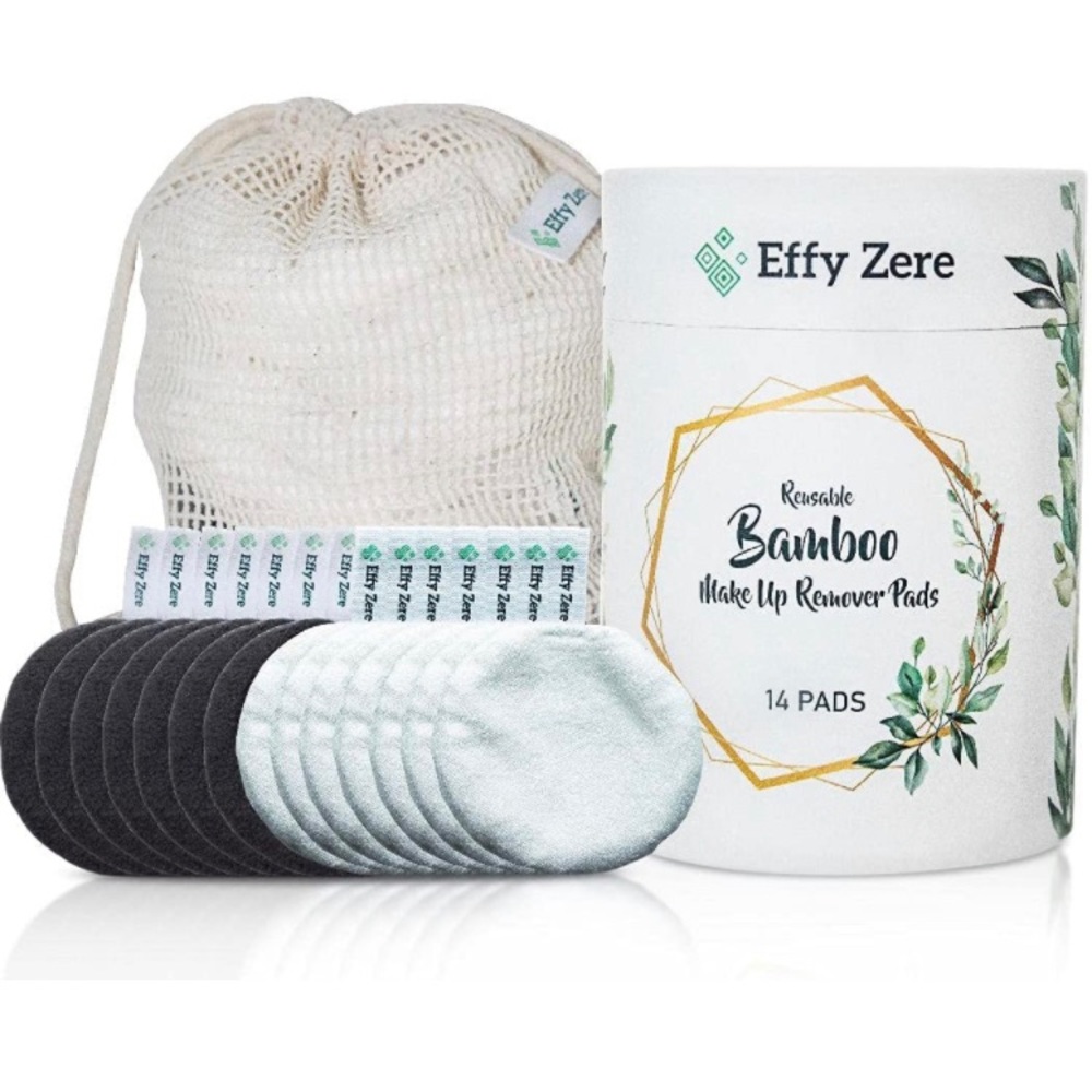 Bamboo Makeup Remover Pads, 14 Piece Pack with Laundry Mesh Bag